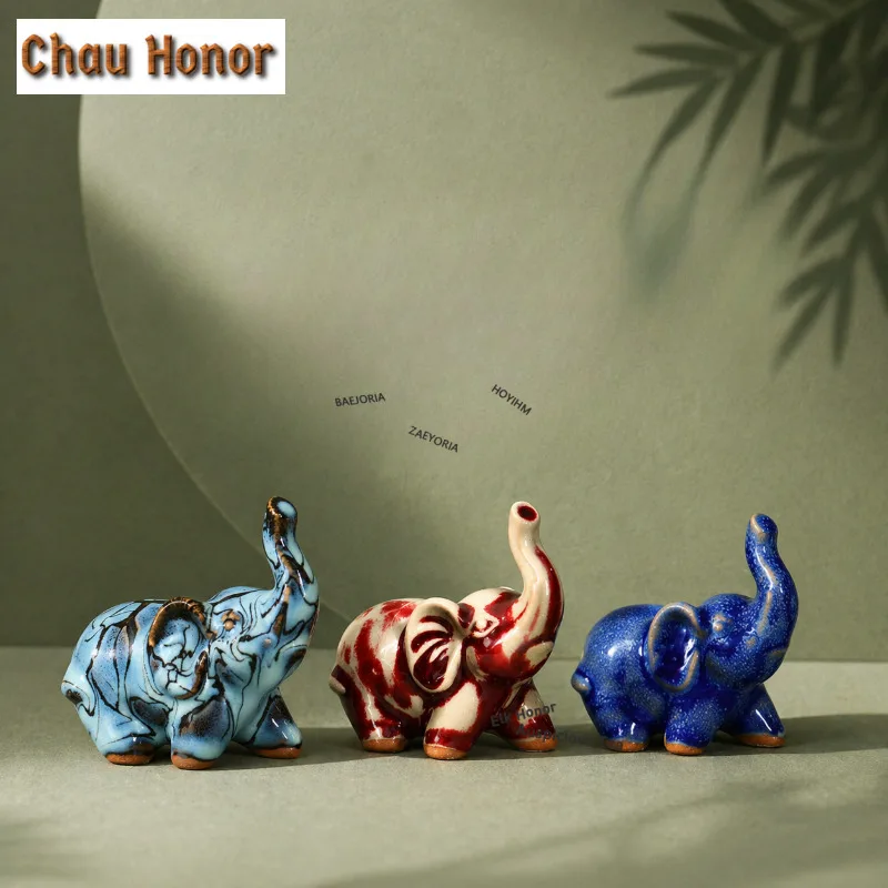 

Creative Artistic Elephant Jun Porcelain Tea Pet Japanese Tea Sculpture Tea Figurine Play Toys Tea Statue Ornaments Workmanship