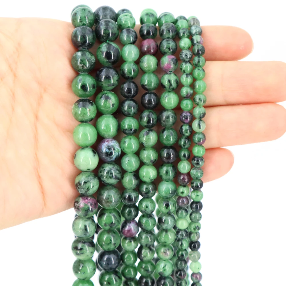 1 ستراند الحجر الطبيعي روبي الزوسيت حبات اليشم فضفاض خزر عازل لصنع المجوهرات سوار ذاتي الصنع إكسسوارات عقد بالجملة #5