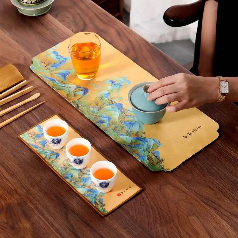 Chinese Style National Style Small Tea Mat Dry Tea Towel Pad Kung Fu Tea Set Accessories Thickened Heat Insulation Pad