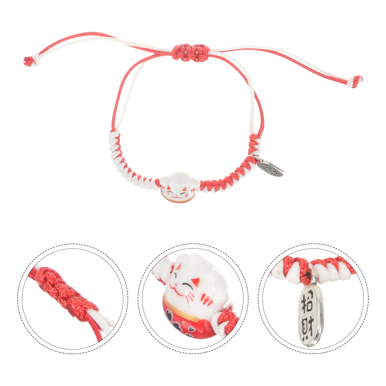 

Bracelet Kawaii Red Rope Braided Ceramics Protection Adjustable String Wrist Japanese Charm Daily Wear Party School