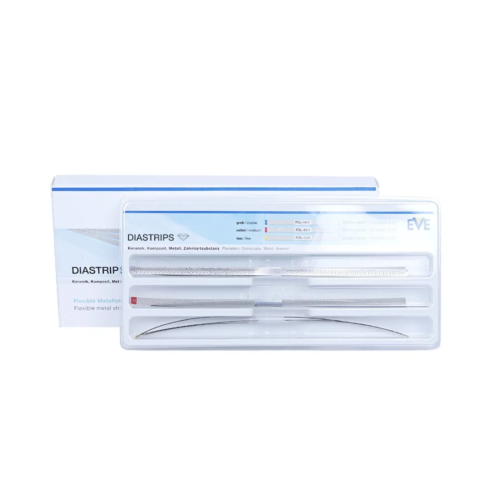 EVE Dental Polishing Strips DIASTRIPS SET PDL4 Metal Flexible 3 Step Coarse Medium Fine Porcelain Composite Enamel 9pcs