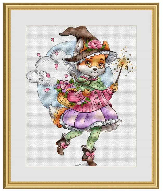 sischka's garden fairy fox 28-33 Cross Stitch Ecological Cotton Thread  Embroidery Home Decoration Hanging Painting Gift