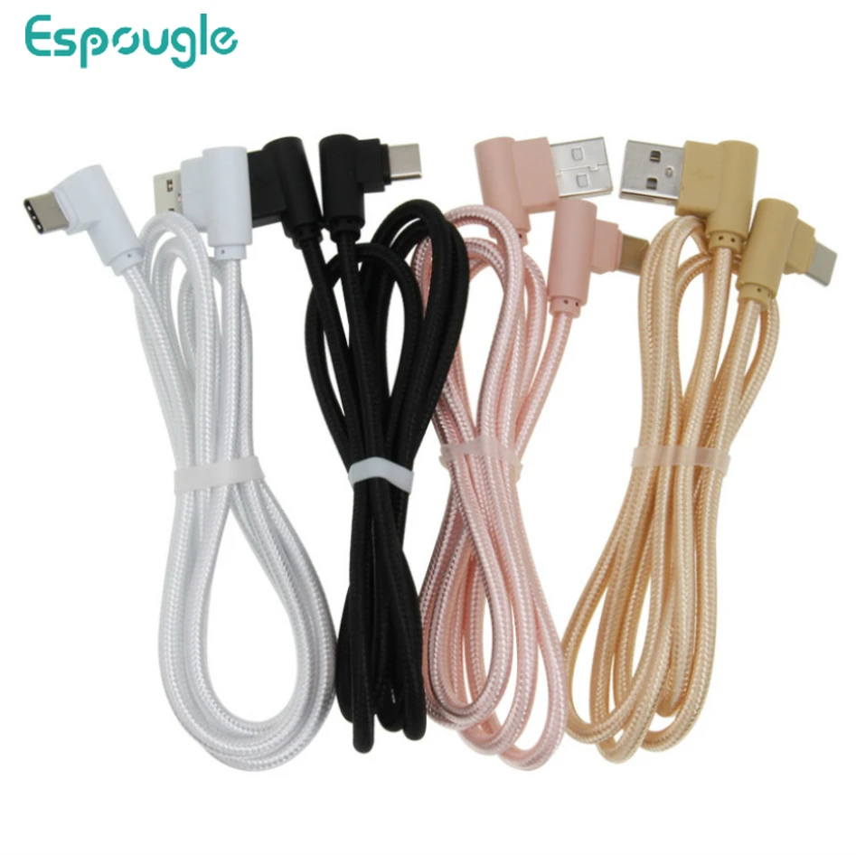 

90 Degree Cable 25cm 1m 2m 3m 2A Double Elbow Fast Charging Micro USB Cable Type C Data Line for IPhone Xiaomi Samsung Huawei