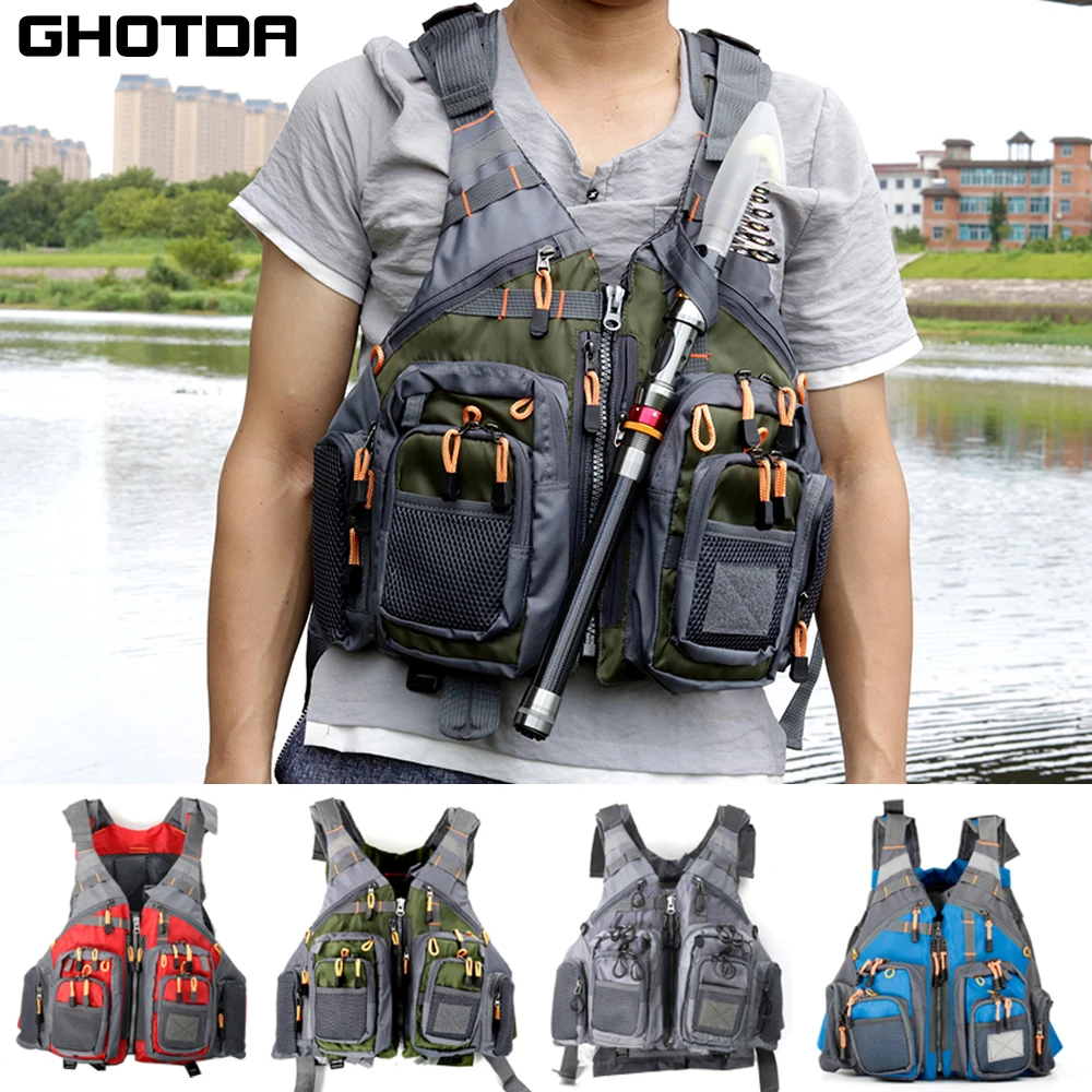 Ghotda Super Durable Thicken And Widen Fishing Clothes Quick Dry Life-saving Vest Fishing Vest Max bearing: 95kg