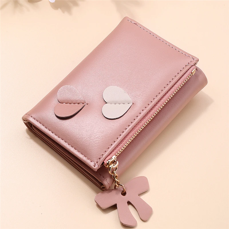 Portafoglio corto a tre pieghe da donna con cerniera versione coreana borsa con Slot Multi-card carina tenere in mano Mini borsa portafogli freschi femminili