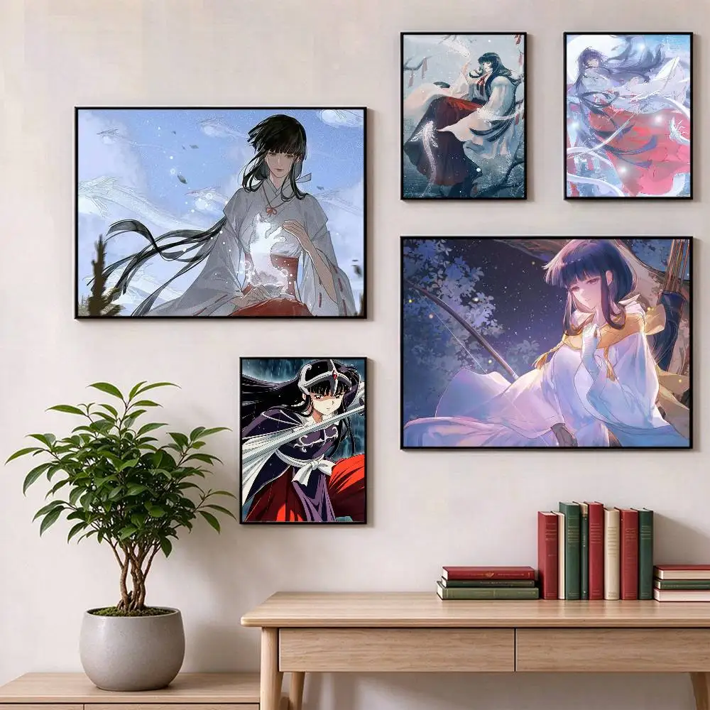 Kikyo Inuyasha Sengoku Fantasy  Poster High Quality Dorm Living Room Aesthetic Wall Decoration Painting Stickers Gift