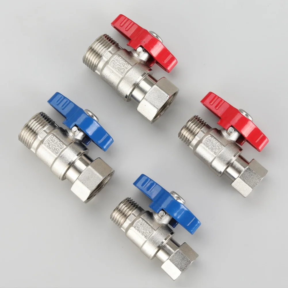 1/2 Inch Copper Ball Valve For Red Blue Handle For Combi Boiler Wall Hung Furnace Hot Cold Water High Flow Plumbing Fitting