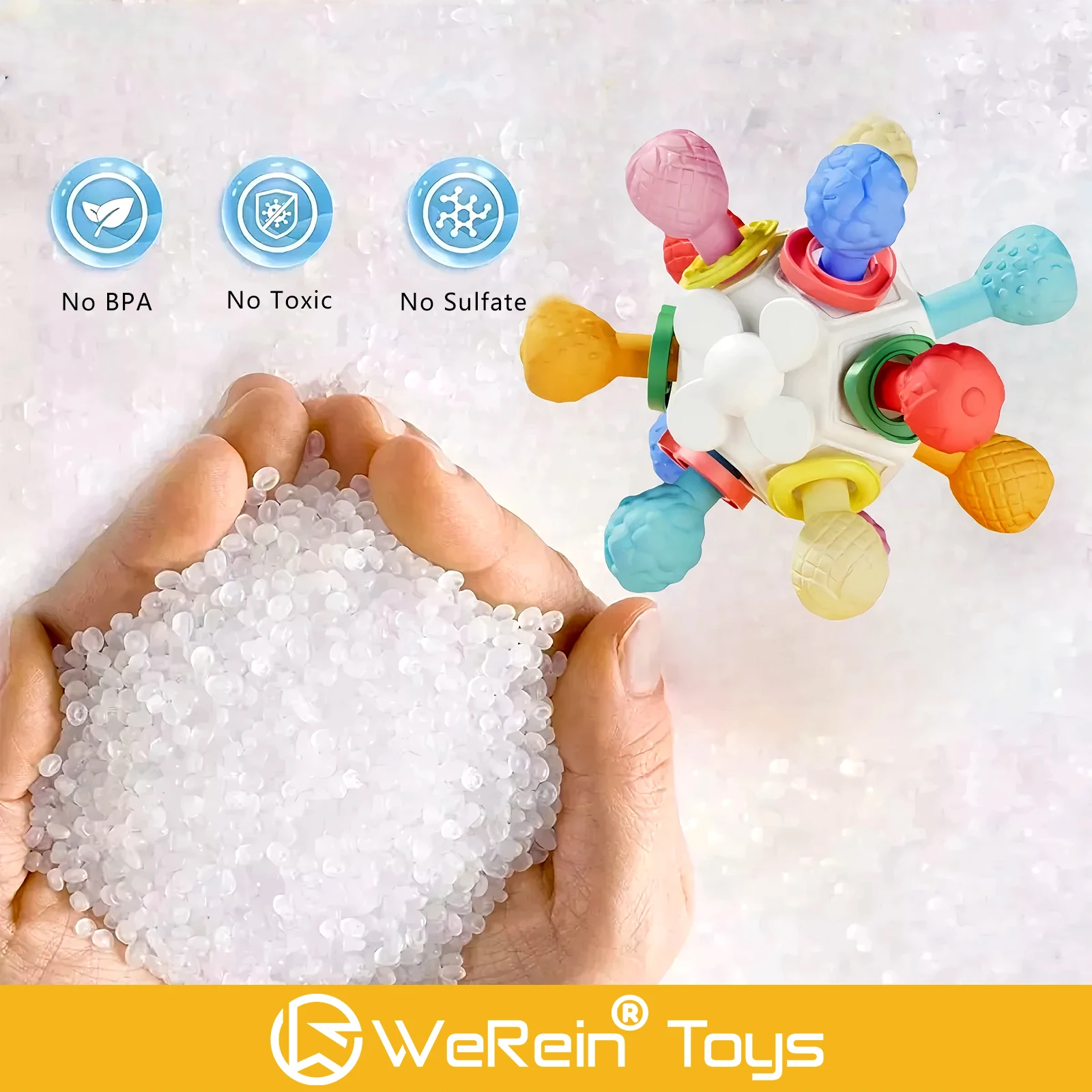 아기 이빨 젤 맨해튼 휴대용 공 장난감 유아 및 어린이용 씹는 장난감 부드러운 실리콘 디자인