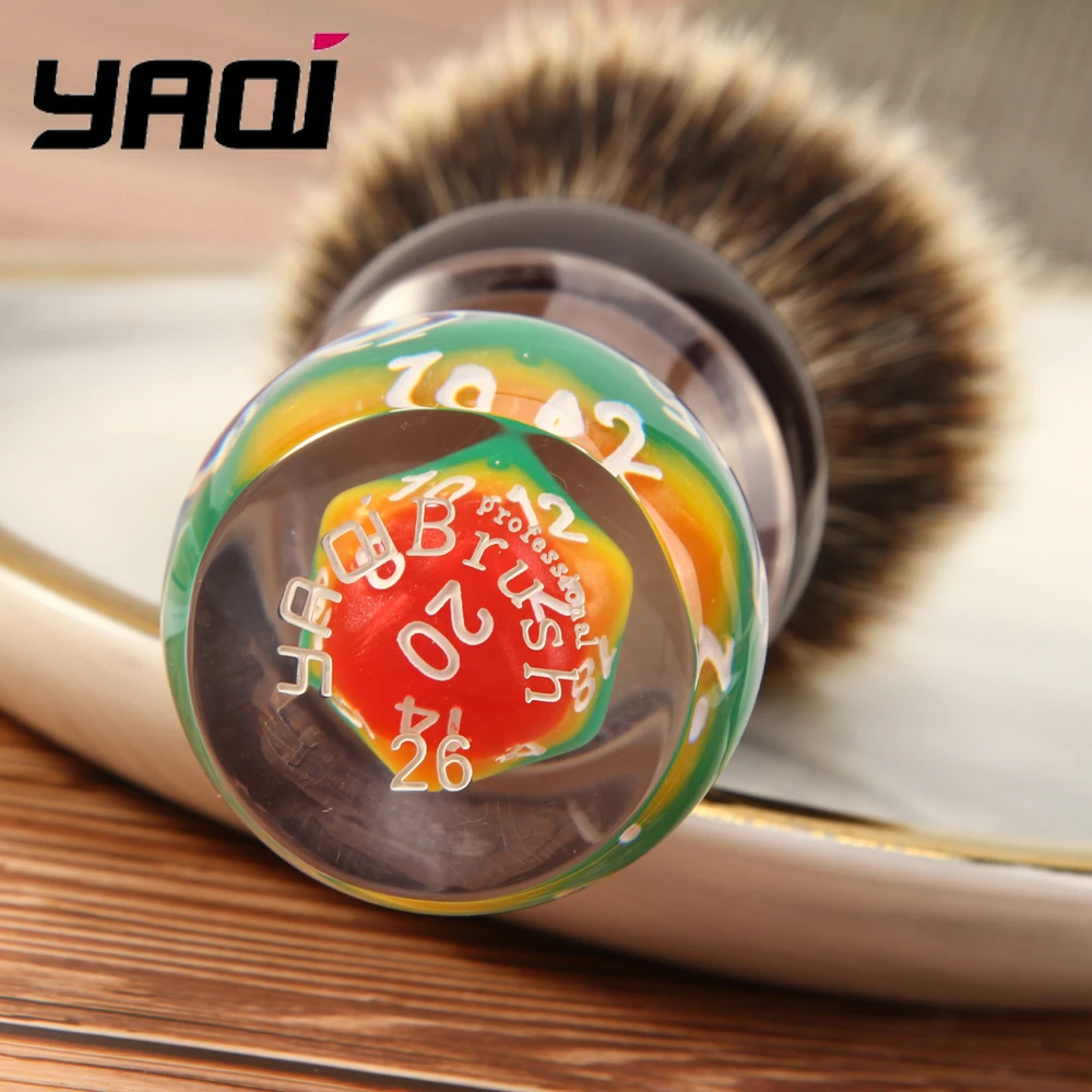 2026-yaqi-26mm-wet-shaving-brush-lucky-dice-two-band-badger-hair-mens-shaving-brush-holder-birthday-gift-for-boyfriend