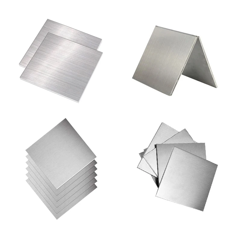 Plat Baja Tahan Karat 304 60x60mm 100x100mm 150x150mm 200x200mm Ketebalan 0.1-3mm Lembaran Logam Datar Poles dan Disikat untuk Kerajinan DIY
