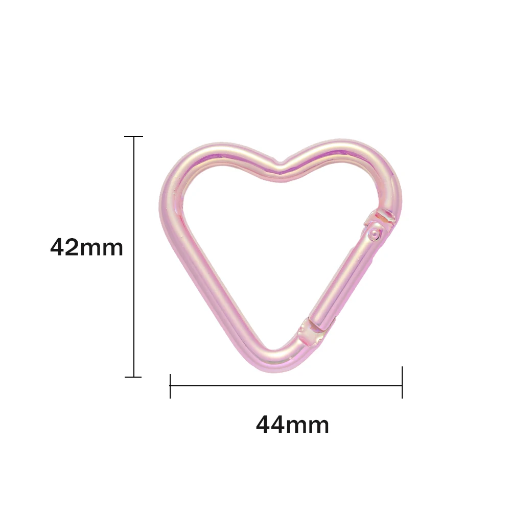 5pcs Colorful Heart Keychain Clip Cute Pink Snap Key Ring Hook Holder for Valentine's Couple Wife Husband Gift Jewelry Making