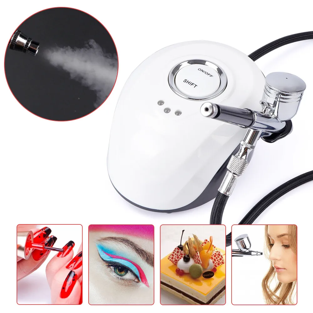 Airbrush Compressor Spray Gun Kit for Nail Art Body Painting Tattoo Makeup Facial Nano Oxygen Hydration Portable Salon Beauty