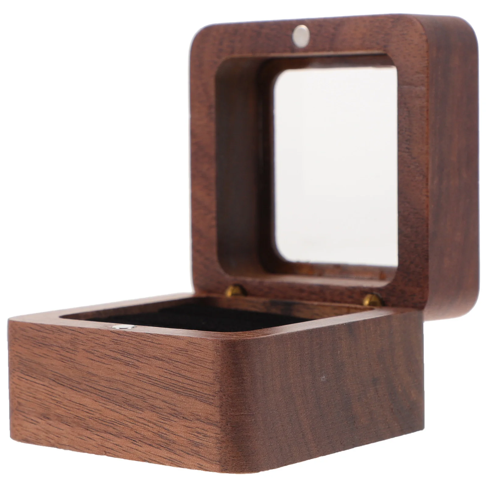 

Двойная деревянная коробка для колец квадратной формы, компактный размер, элегантный держатель для свадьбы, помолвки, церемонии, коробка для колец