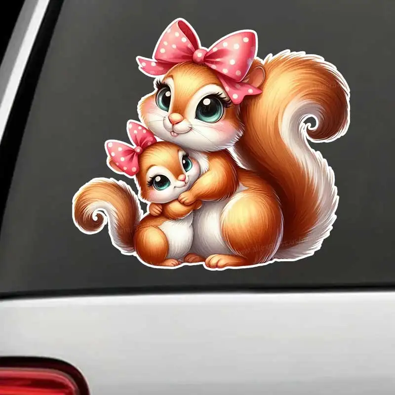 

Squirrel Mother and Baby Car Sticker Waterproof Vinyl Decal on Bumper Rear Laptop Self-adhesive Decal For Car Accessories Y938