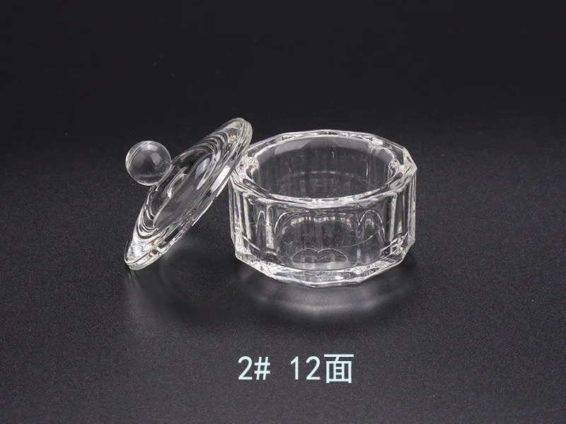 New Nail Art Crystal Glass Acrylic Powder Liquid Nail Cup Dappen Dish Lid Bowl Cup Holder Equipment Crystal Glass Nail Art Tools