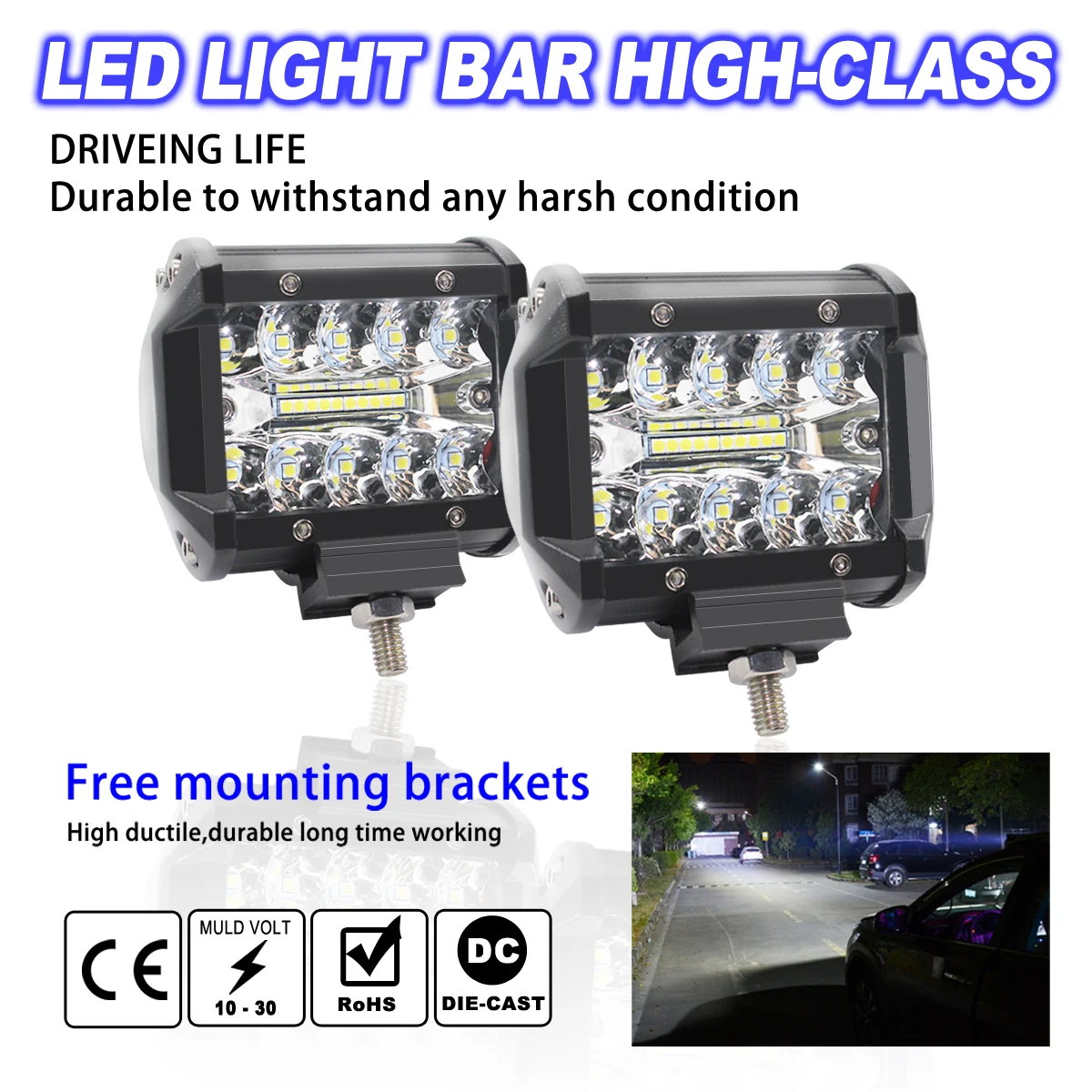 4 Zoll 60W LED-Spotleuchten Combo IP67 Wasserdicht Offroad-Arbeitsleuchten für LKW Boot ATV UTV Jeep Scheinwerfer – Detail 2