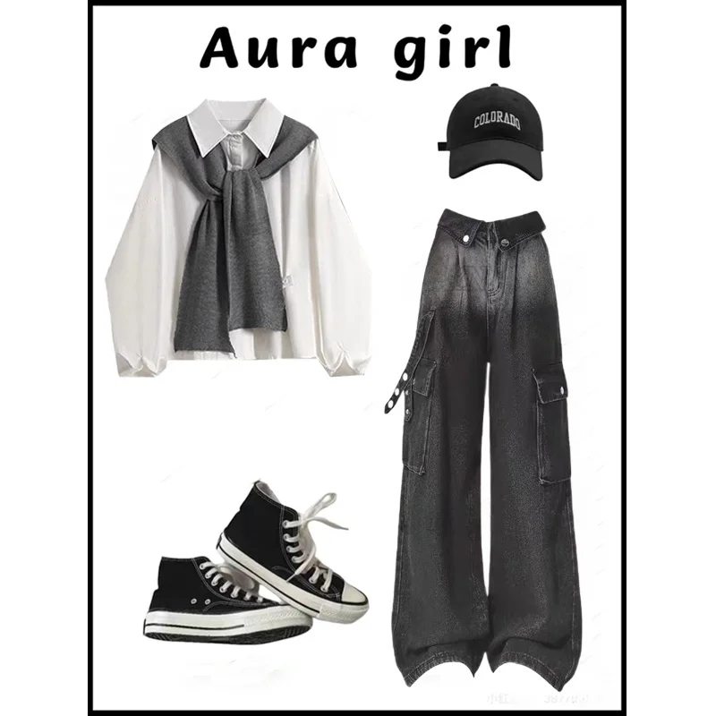 

Свободный корейский женский джинсовый джинсовый джинсовый джинсовый джинсовый джинсовый модный осенний сезон, универсальный дизайн, повседневный студенческий Sle