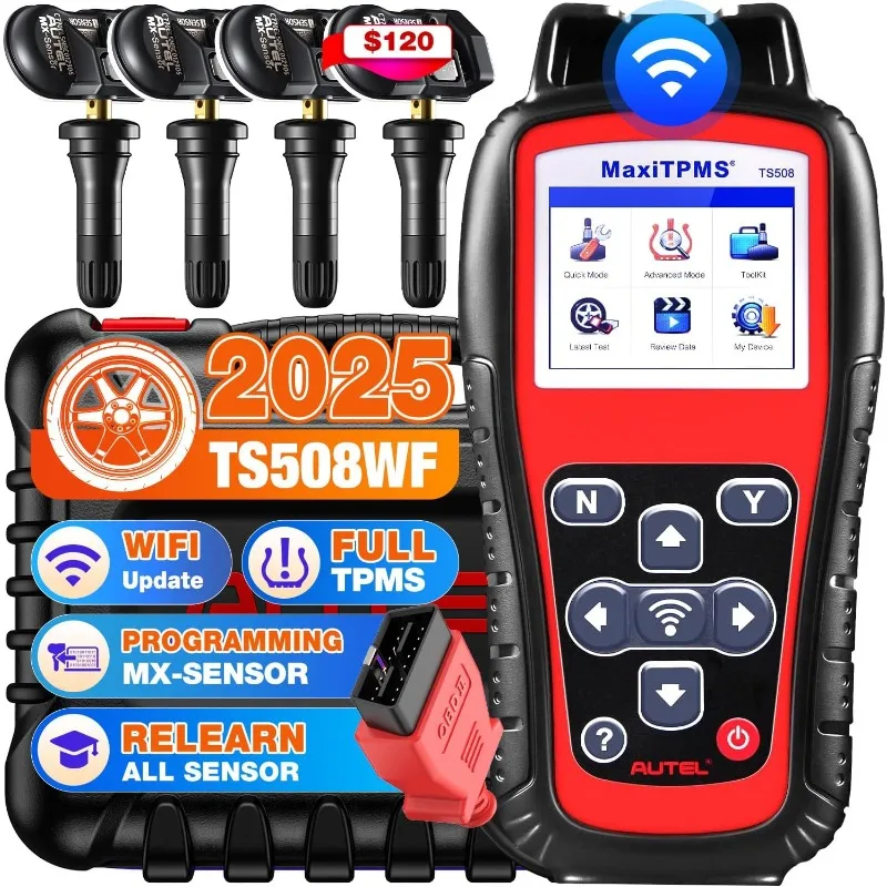 

MaxiTPMS TS508WF KIT, 2025 TPMS Programming Relearn Tool with 4PCS Autel MX Sensor ($120), WiFi Ver. of TS601 TS508 TS501 PRO