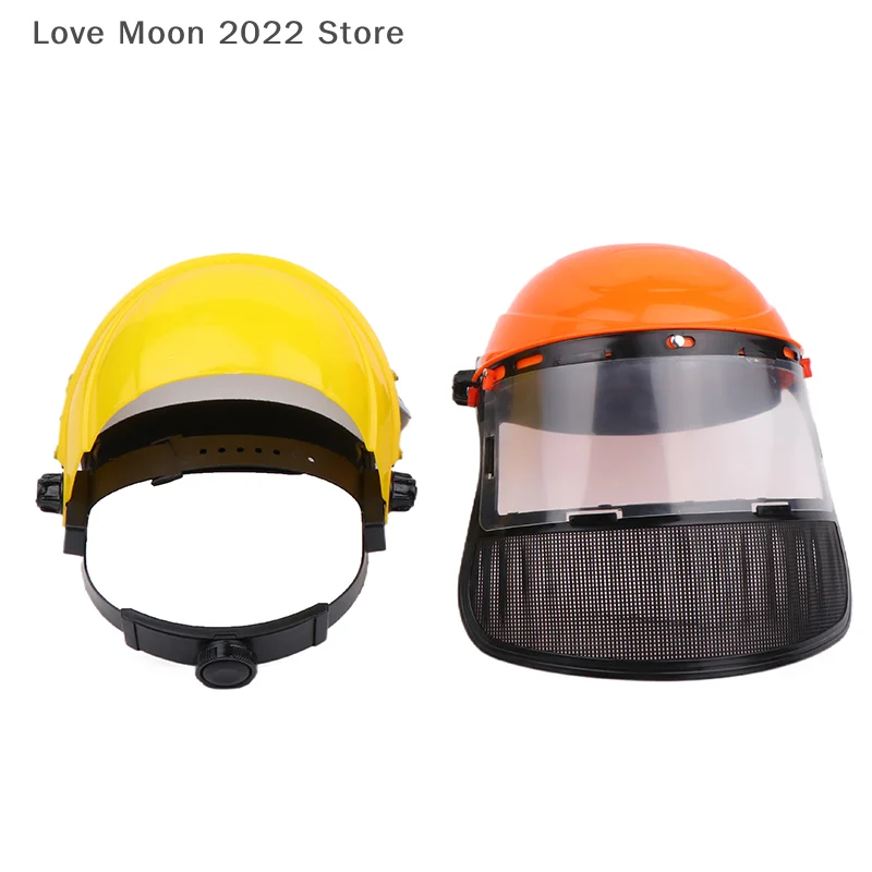 Casque de sécurité pour coupe gazon de jardin, chapeau avec masque de Protection complet en maille pour débroussailleuse, Protection forestière