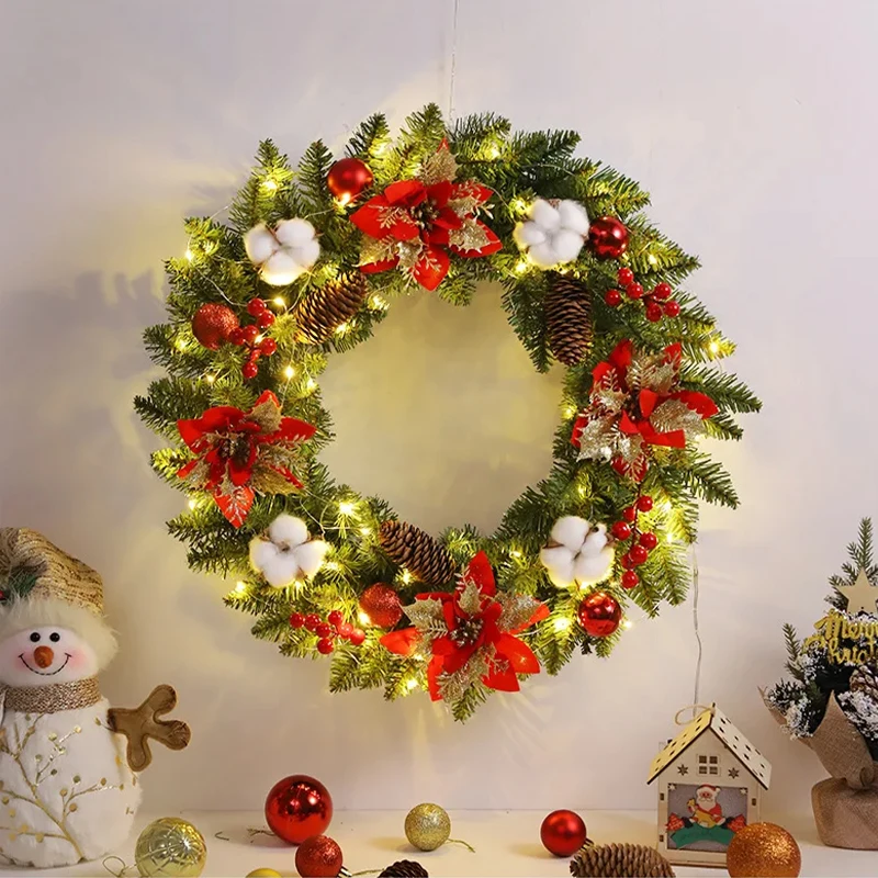 

Artificial Flower Christmas Decorations Window Wall Ornament 50cm Xmas Wreath Garlands Home Decor 2026 New Year Navidad Gifts