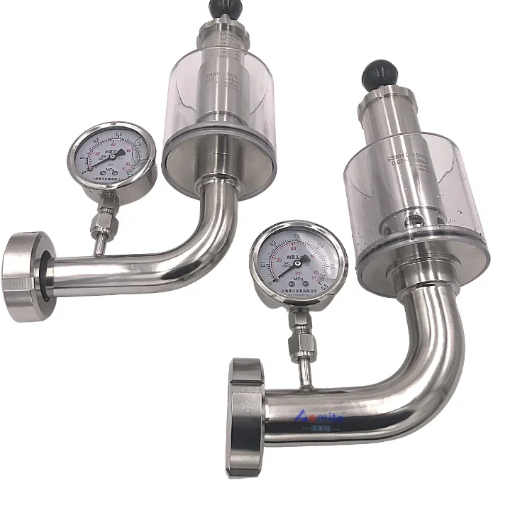 Pressure Relief Valve Food Grade Sanitary Stainless Steel 304/316L PRV Exhaust Air Release Valve With Pressure Gauge