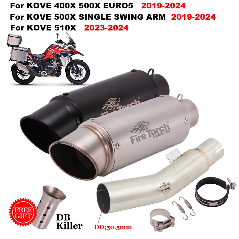 Motorcycle Exhaust Modified Mid Link Pipe With Espace Moto DB Killer For KOVE 400X 500X 510X EURO5 SINGLE SWING ARM 2019 - 2024