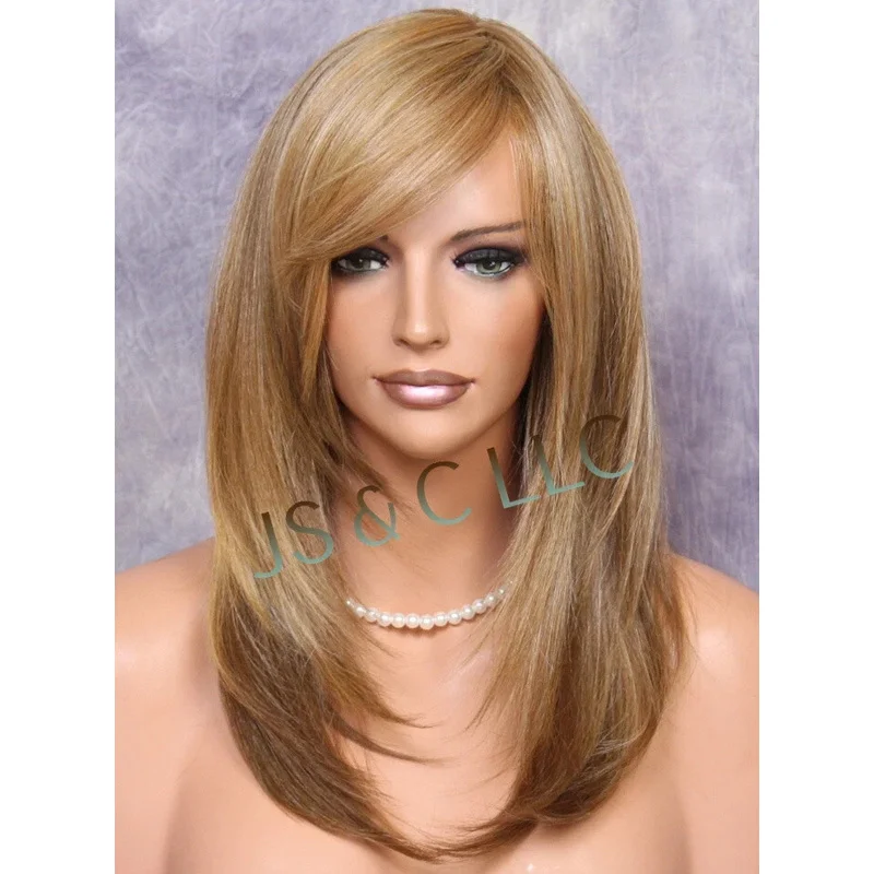 New Women's Long Natural Light Brown Blond Full Wig20Inch