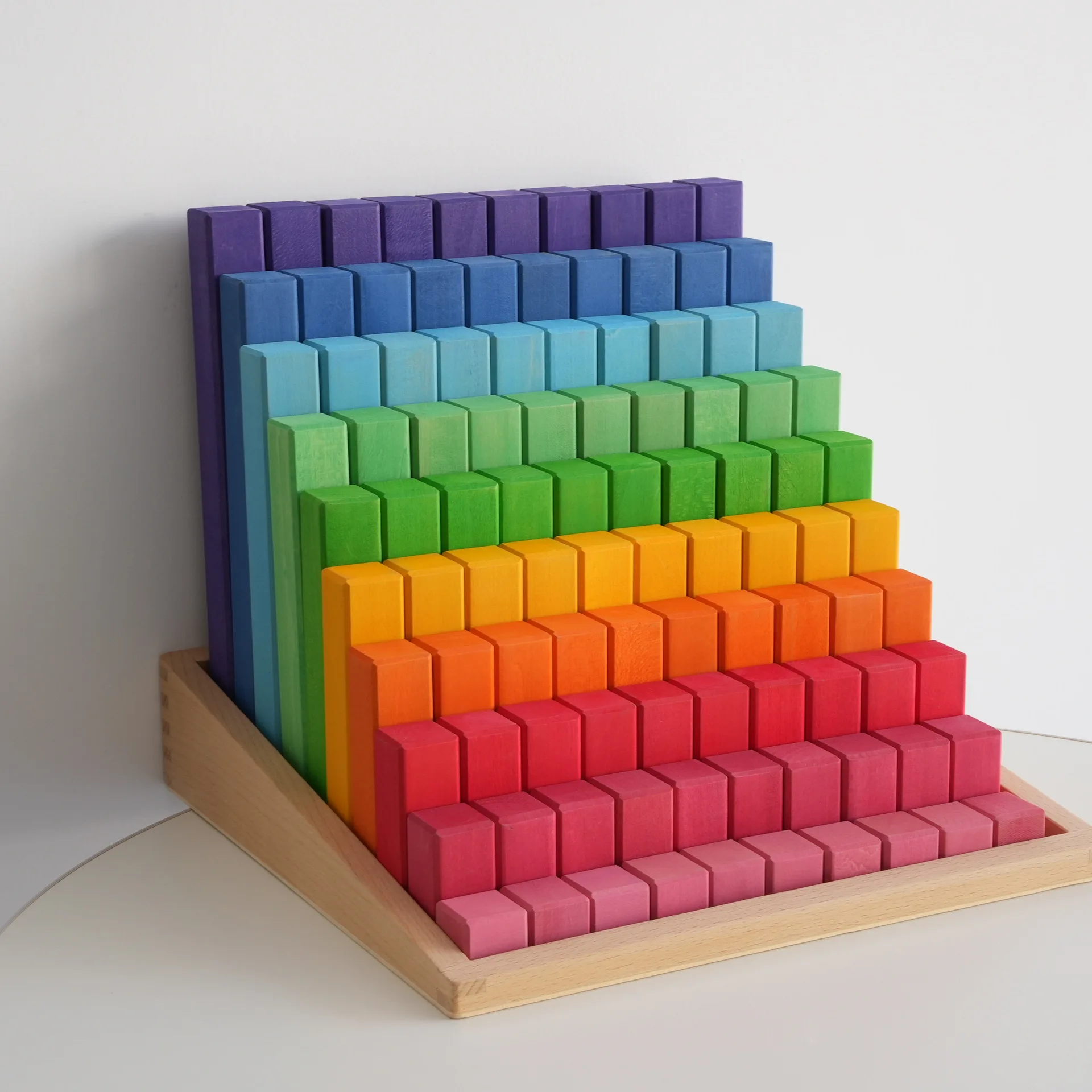 Impregnated rainbow big ladder stacking height color quantity cognition kindergarten puzzle early education building block