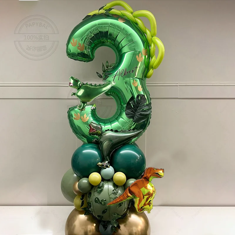 

32-дюймовый номер динозавра, вечеринка по случаю дня рождения, воздушные шары с динозаврами, набор пальмовых листьев, первый день рождения, вечеринка для мальчиков, детский душ, джунгли, сафари, деко