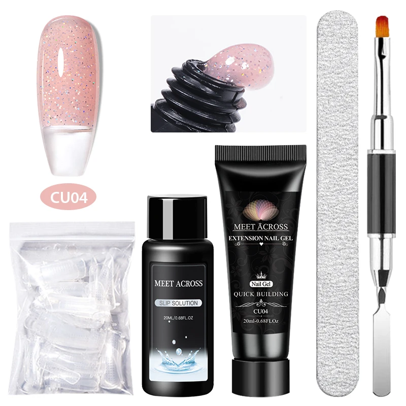 Ensemble de Gel pour ongles en acrylique, 5 pièces, 20 couleurs, couleur chair, rose, blanc laiteux, paillettes, Gel pour Nail Art, pour éclaircir les ongles, lampe UV/LED nécessaire