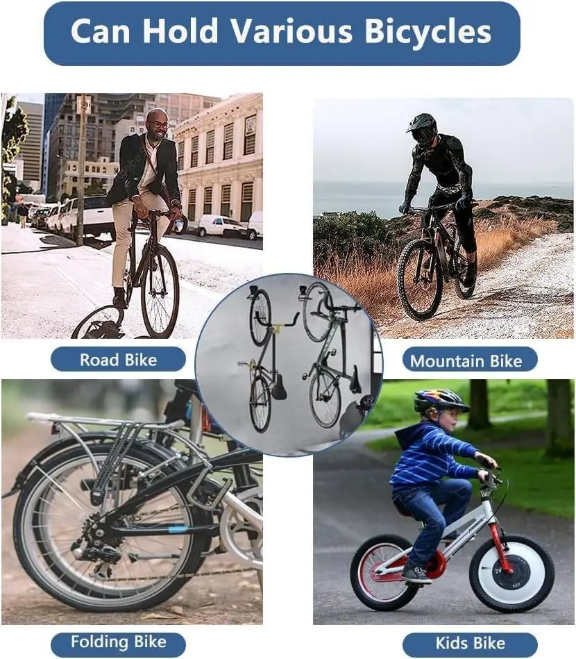 1/2PCS Heavy Duty Bike Wall Mount Hanger, Bicycle Storage Hook Rack for Garage MTB Road Bike Space Saving Holder