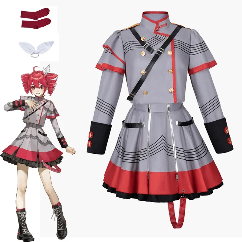 

Anime Vtuber Kasane Teto Cosplay Costume Adult Women Top Skirt Uniform Suit Halloween Outfit Party Performance