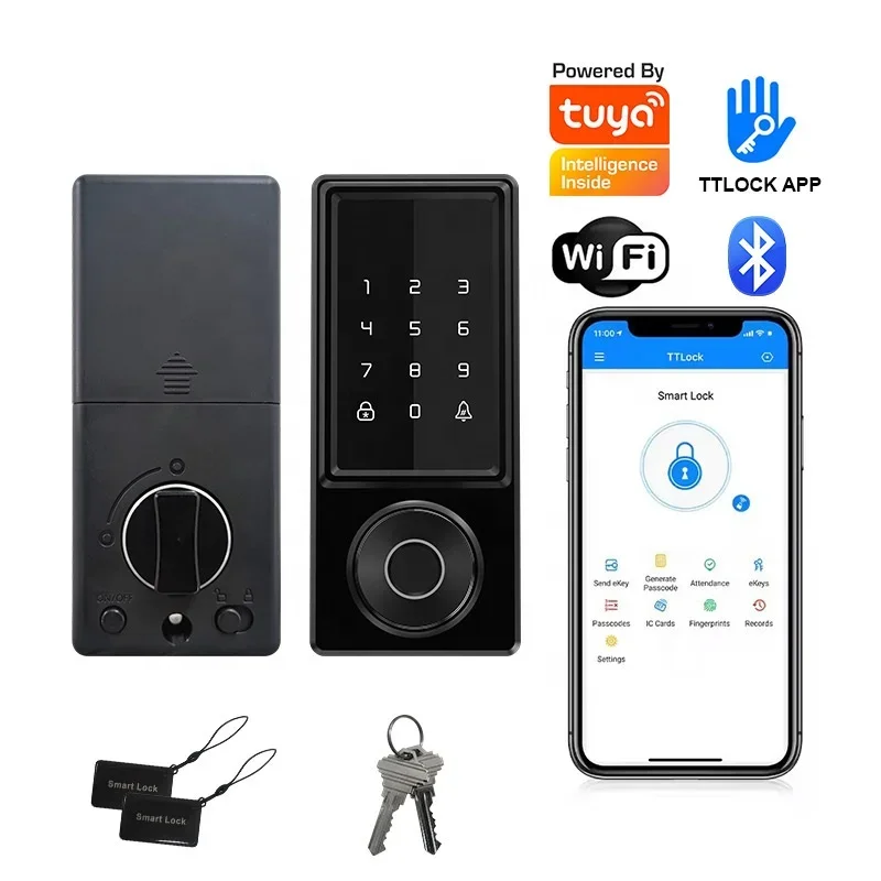 TTLock Waterproof Smart Door Lock Tuya WiFi Fingerprint Home Lever Gate Locker Electronic Deadbolt Door Lock