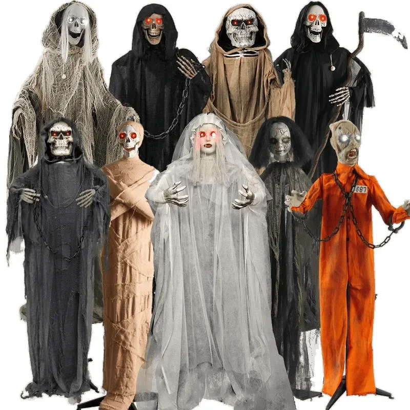 

Halloween Decoration Electric Ghost Voice Activated Induction Standing Death Skull Zombie Ghost Horror Ornament Haunted Props