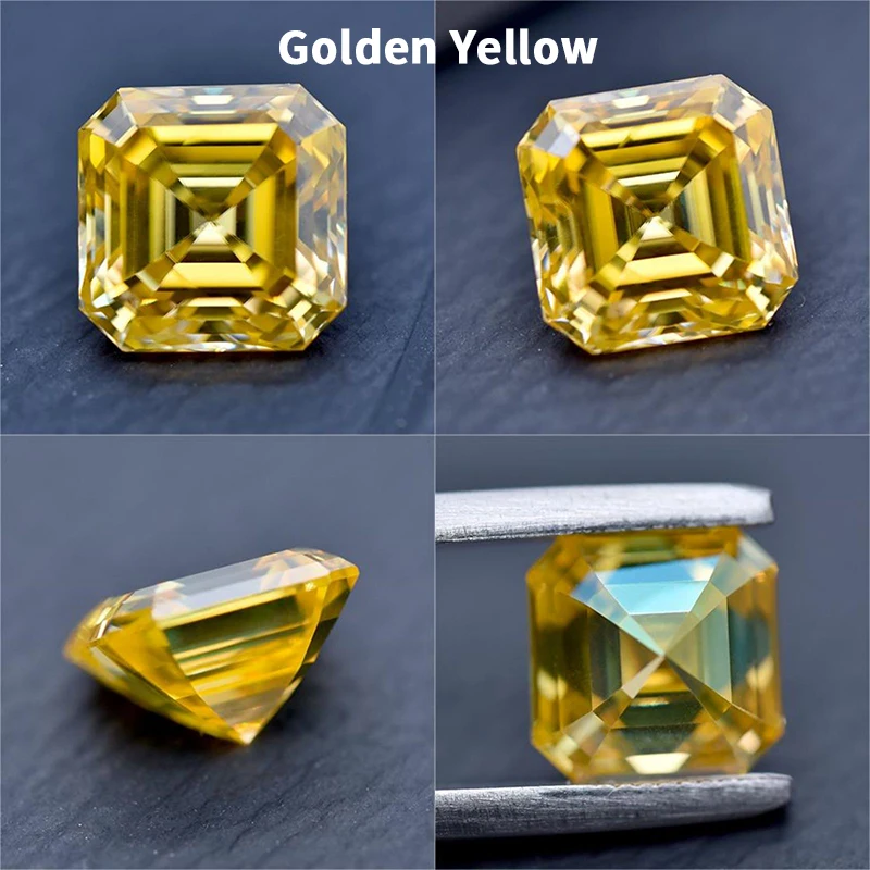 Moissanit-Losesteine, Asscher-Schliff, verschiedene Farben, VVS1, bestehen Diamanttester, Edelstein für DIY-Schmuckherstellung mit Zertifikat – Detail 3