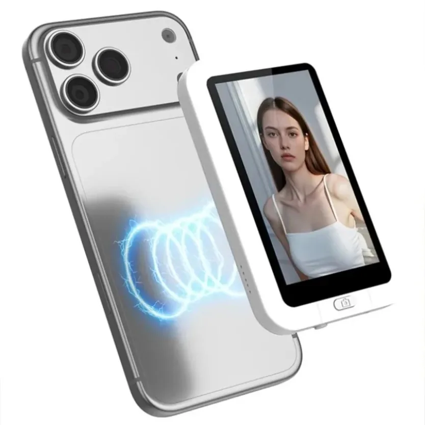 Mini Magnetic Selfie Viewfinder For MagSafe‑Compatible Phones Rear‑Camera Wireless Preview Display Built‑in Fill Light Zero‑Lag