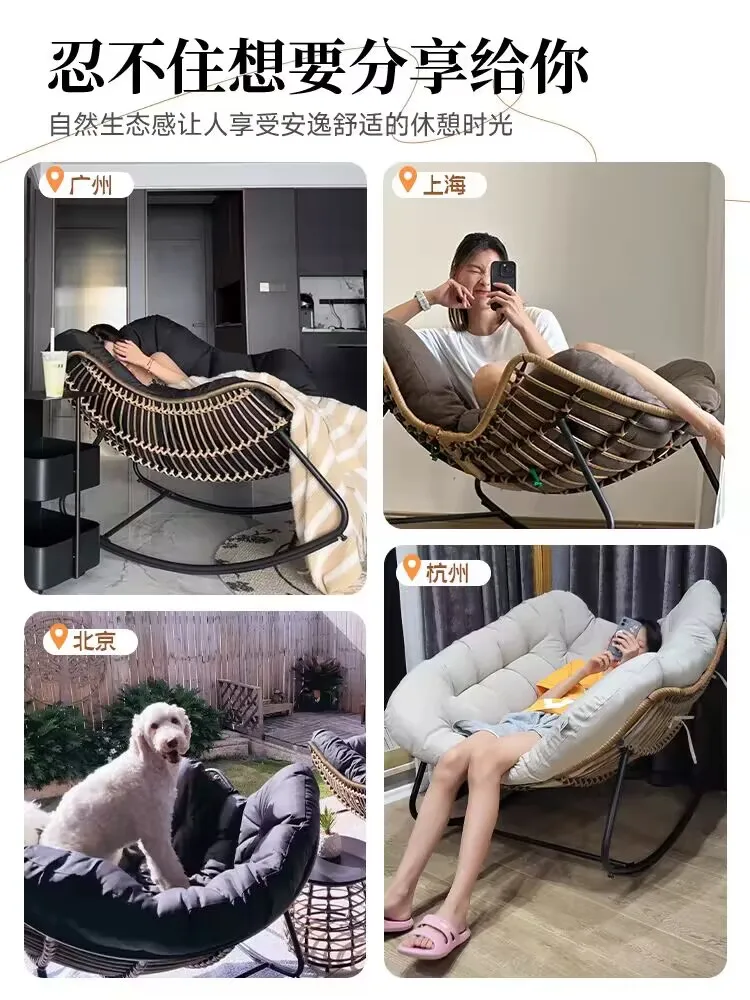 Balcony Single Lazy Sofa Rocking Chair Human Bird Nest Rattan Weaving Rocking Chair Leisure Sofa Home Rattan Chair Nap chair