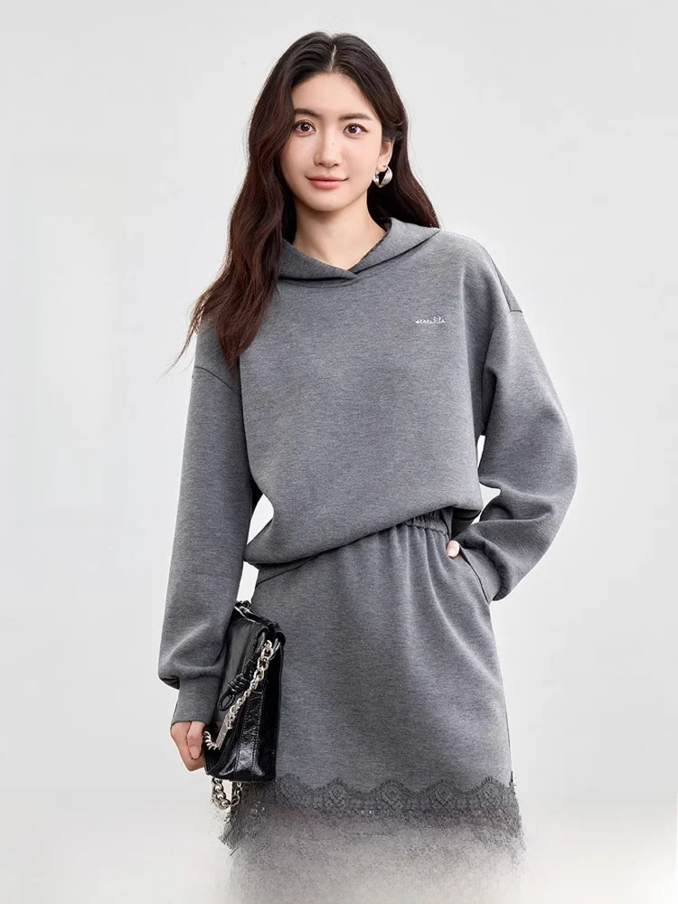 

Spring New Loose oulder Long Sve Embroidered Set Women's Faion A-Line Skirt Two-Piece Suit Casual Sle Polyester...