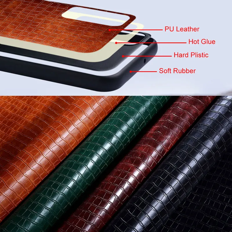 Luxury Crocodile Leather Case For Xiaomi Poco X3 Pro NFC GT Slim Fit Grid Lattice PU Cover for poco x3 pro nfc gt Case