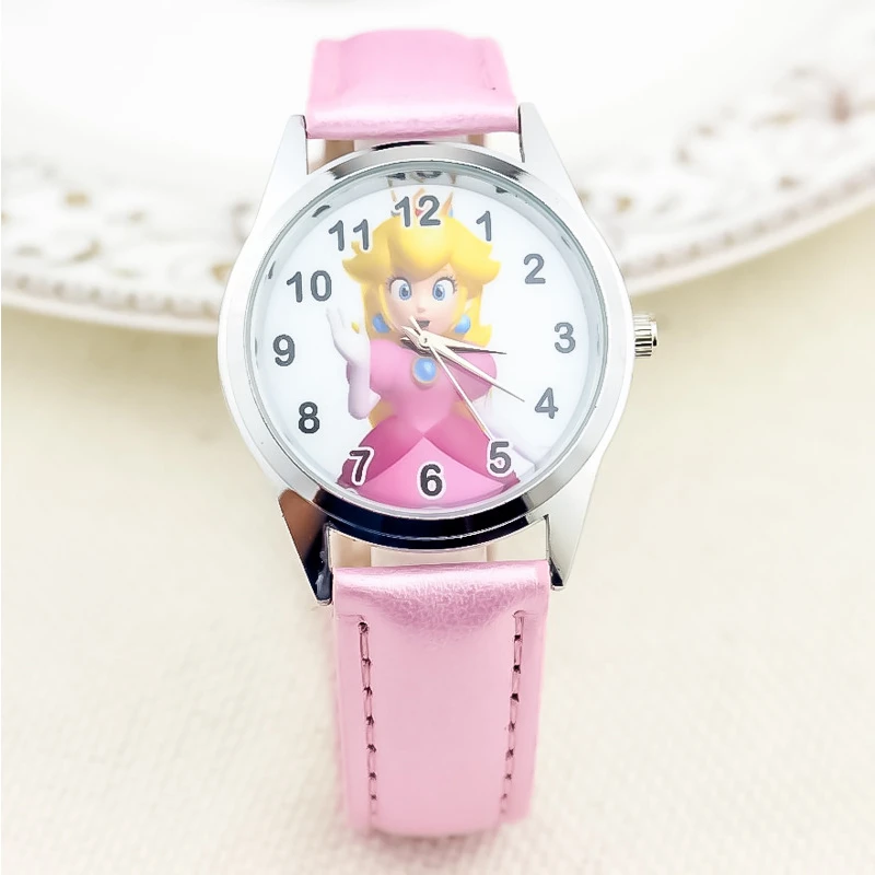 Montre électronique avec bracelet en cuir PU pour enfants, montre à quartz, pierre, dessin animé, mignon, mode, filles, enfants, cadeau d'anniversaire, nouveau