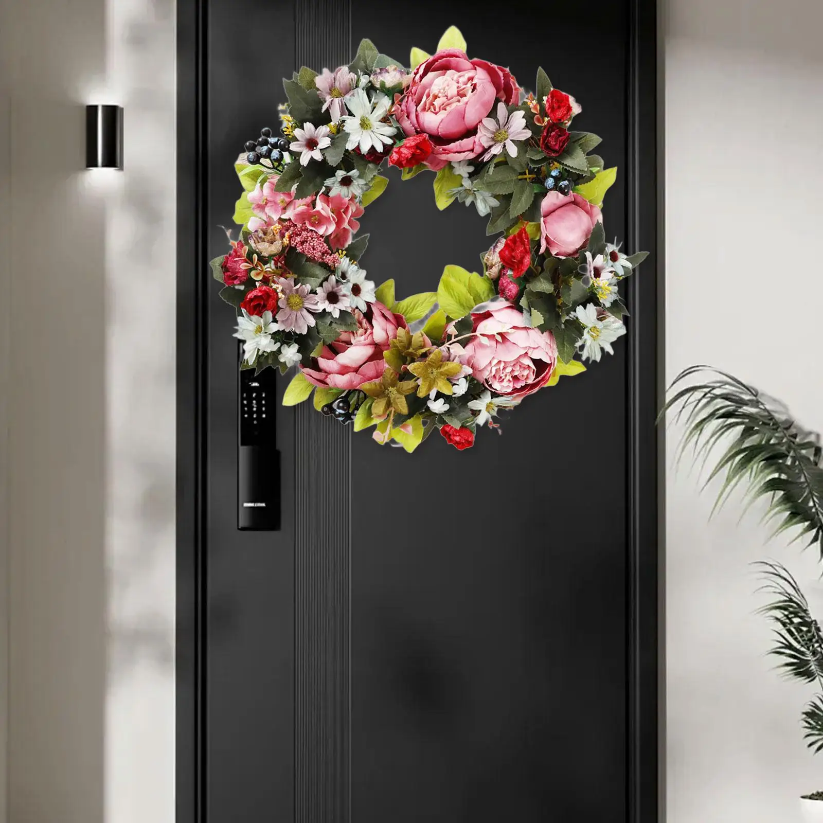 Floral Garland Artificial Wreath Multicolor Leaves Hanging Decoration for Wedding Anniversary Valentine's Day Outdoor Garden