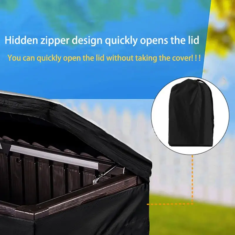 Deck Box Cover With Zipper Deck Box Protection Furniture Cover 210D Oxford Cloth Black Protective Covers With Zipper Rounded