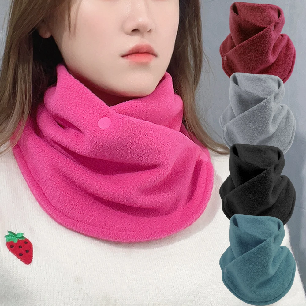 New Thickened Fleece Neck Scarf Warmth Autumn Neck Sleeve Men Scarf Women's Scarves Plush Double Layer Neckerchief Scarf Ring