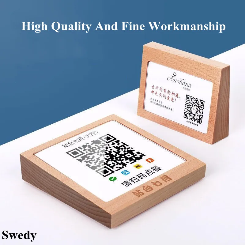 

5 Pieces 78x38mm Slant Wood Sign Holder Display Stand Products Price Label Card Holder Tags Small Table Number Menu Paper Stand