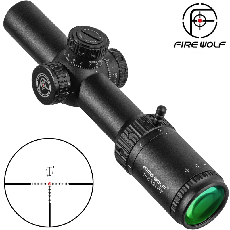 

FIRE WOLF FFP 1-6X24 IR Compact Hunting Scope Tactical Rifle Scopes Glass Etched Reticle Wide Field of View Optical Sights