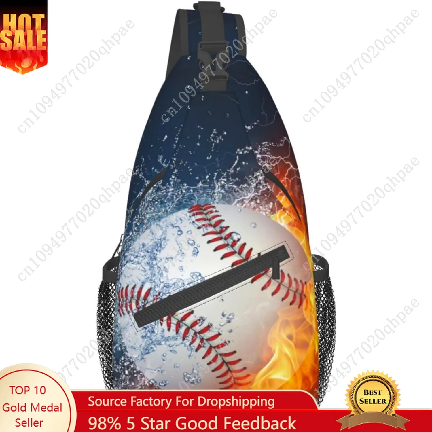 

VOOHDDY Baseball Ball Cool Sling Bag For Men Women Travel Hiking Backpack Crossbody Shoulder Chest Bags Casual Daypack Sport