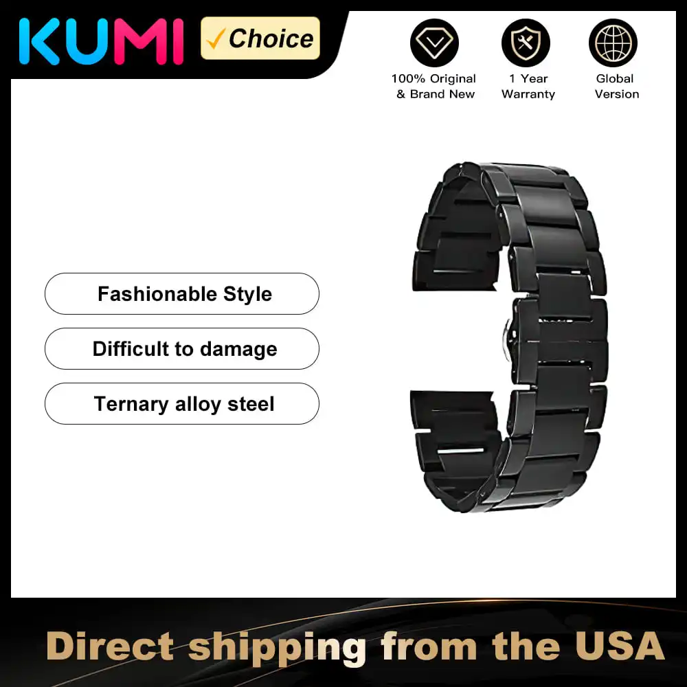 KUMI Ternary alloy steel strap suit for fashionable style difficult to damage Steel strap width 22mm