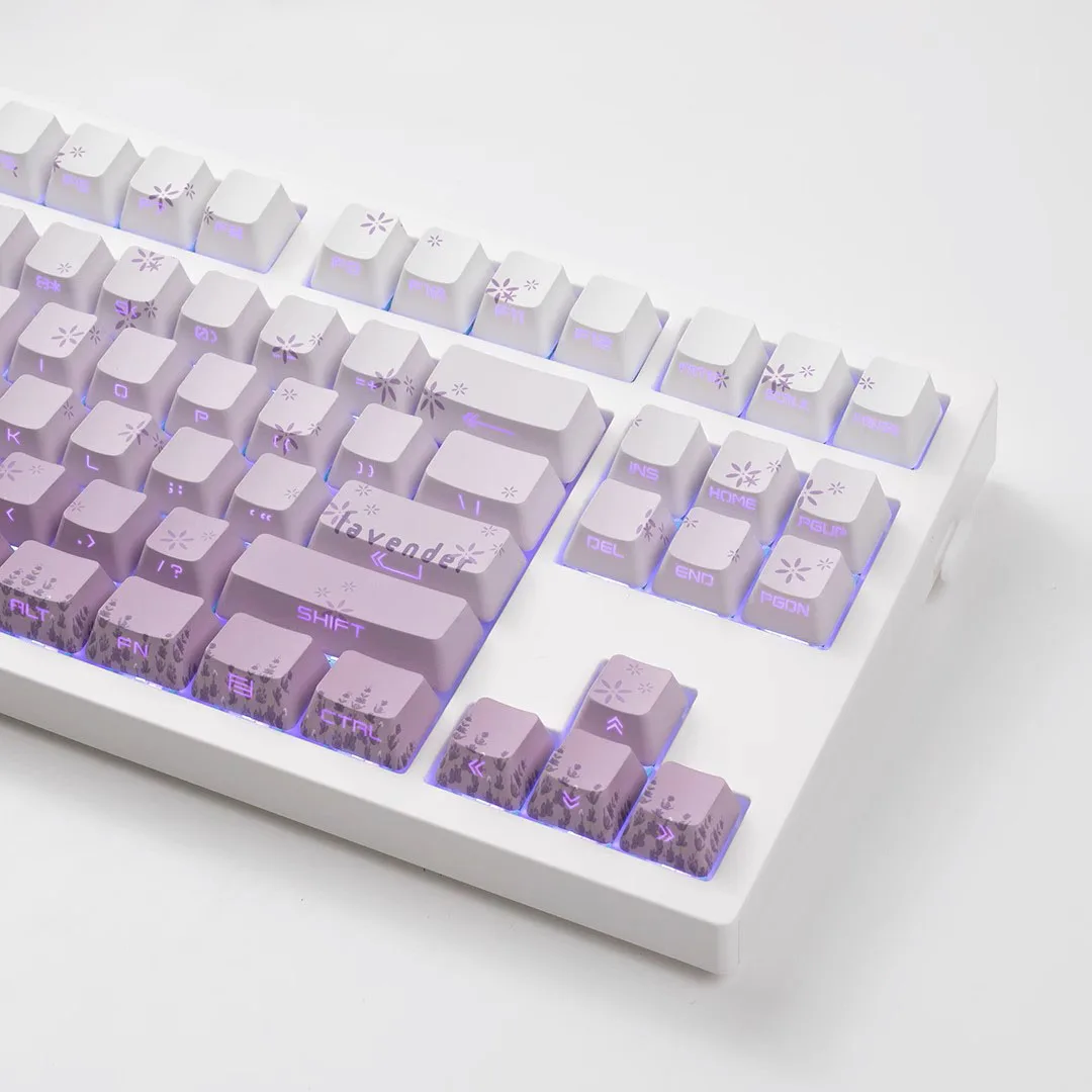 Side Engraved OEM PBT Keycaps Backlight Lavender Purple Keycap 68 75 84 87 104 8.0 Mechanical Gaming Keyboards Key Cap