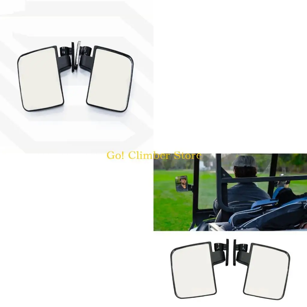 Q84C Folding Golf Cart Side Mirror Universal ABS Construction Adjustable 180 Degree View