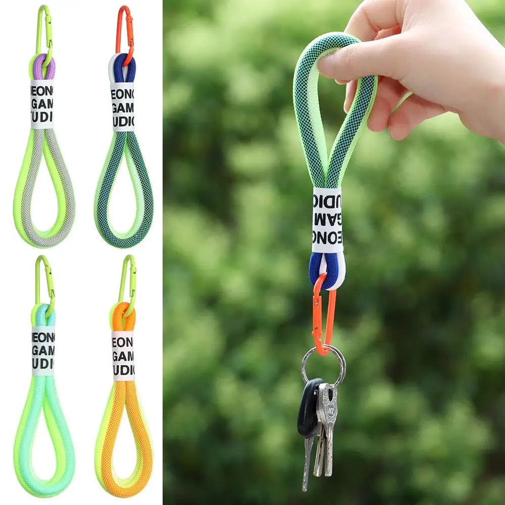 1Pc Fashion Fluorescent Color Phone Strap Braided Strips Mesh Lanyard Keychain Keycord For Bag Backpack  Phone Accessories